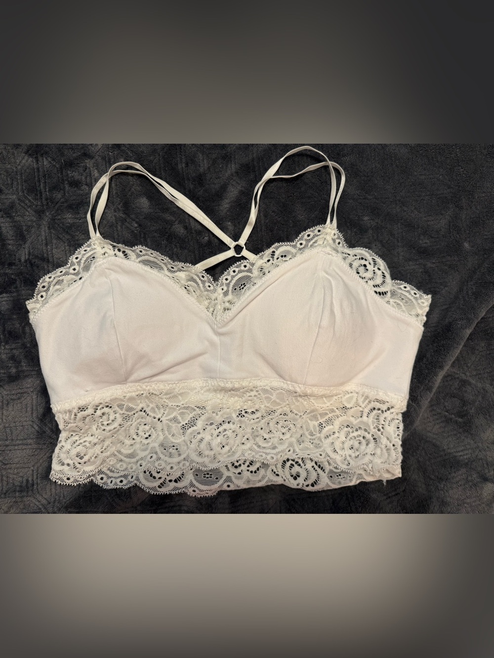 Mudd Lace Trim Bralette in Cream